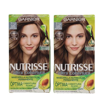 PACK 2 Garnier Nutrisse Crema Nutritiva Color Permanente, 71U Rubio Ceniza Profundo Foto 1 de 4