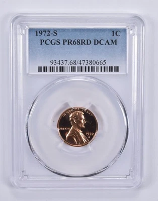 1972-S Lincoln Memorial Cent 1c PR68 RD DCAM PCGS Blue Label *8177 - Image 1 of 4