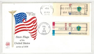 1976 BICENTENNIAL STATEHOOD SCARCE 1ST WEB DUAL FDC 1638 BOSTON MASSACHUSETTS - Picture 1 of 1
