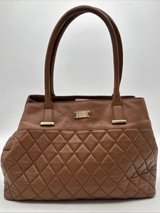 LK Bennett Brown genuine leather patent quilted bag - Picture 1 of 4