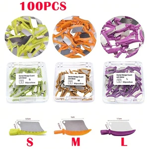 100PCS Dental Wedge Guard with Metal Interproximal Fender Matrix Blade L/M/S - Picture 1 of 14