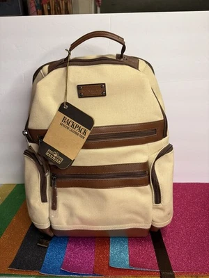 Renwick Canvas Backpack with Leather Trim, Brown NWT Laptop & More - Great Gift! - Image 1 of 4