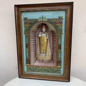 Schaukasten Prager Jesuskind Bild Figur Christkind religiös antik alt vintage - Picture 1 of 12