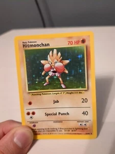 Pokemon Hitmonchan Holo Rare 7/102 Square Cut Miscut ERROR Base Set Unlimited - Picture 1 of 3