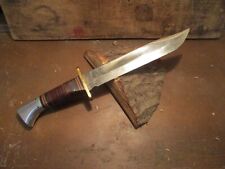 VINTAGE WESTERN CUTLERY USA L- 46-8 BOWIE EARLY FIGHTING KNIFE LEATHER SHEATH