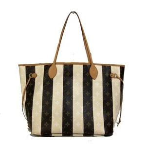 Louis Vuitton Monogram Rayeur Neverfull MM Beige Brown Tote Bag Canvas M40560 AB - Picture 1 of 24