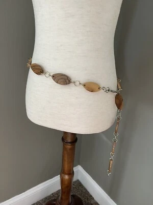 Cinturón Cadena Madera Vintage Y2K Ovalado Madera y Metal Años 90 80 Foto 1 de 4