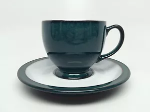 DENBY ENGLAND "GREENWICH" Green / White FOOTED CUP & SAUCER - NEW with tags - Picture 1 of 5