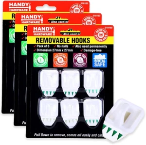 Plastic Removable Square Hook (Pack of 6), 27 Mm X 27 Mm Size - Picture 1 of 6