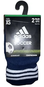 Adidas Rivalry OTC Soccer Socks 2 Pair Youth 9C-1Y Navy Blue w White Logo KidsXS - Picture 1 of 10