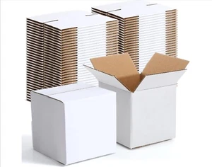 50 Pack - 4x4x4 New White Shipping Boxes - Picture 1 of 1
