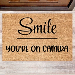 Smile You’re on Camera Door Mat – Durable, Funny, and Perfect for Home Security - Picture 1 of 4