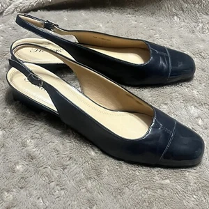 Trotters Dea Pumps Slingback Black Leather Shoes TS001-460 Womens Size 11S - Picture 1 of 23
