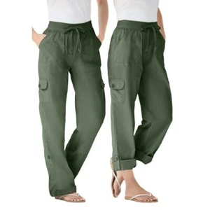 Woman Within Women's Olive Convertible Straight Leg Cargo Utility Pants - 28W - Picture 1 of 8
