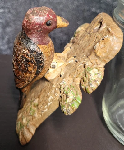 Vintage Original 1920s HUBLEY #251 Cast Iron Woodpecker Figural Door Knocker Cover