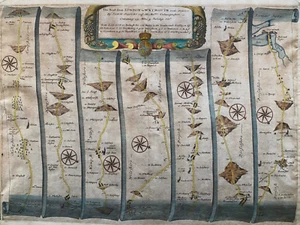 1675 John Ogilby's Britannia The Road from Basingstoke to Weymouth via Cranborne - Imagen 1 de 7