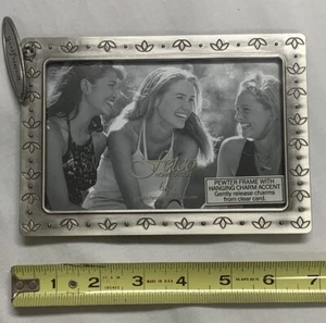 FETCO Pewter Photo Frame w Girlfriend Hanging Charm NEW - Picture 1 of 5