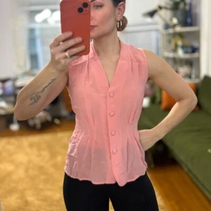 Vintage Pure Silk Anna & Frank Button Up Sleeveless Blouse sz M - Imagen 1 de 10