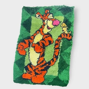 VTG Tigger Winnie the Pooh Latch Hook Wall Hanging Completed Green Nursery Decor - Picture 1 of 6