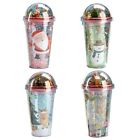 Christmas Gift Cartoon Double-layer Flash Cup Water Bottle Christmas Straw Cup