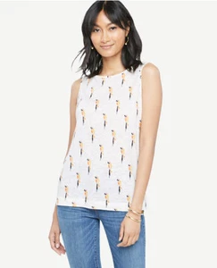 Ann Taylor - XXS (00) Winter White Parrot Linen Scoop Back Tank $30.00 (T30) - Picture 1 of 3