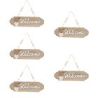 5Pcs Hanging Wooden Welcome Sign Wood Porch Sign Wooden Decoration Welcome