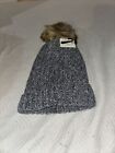 Grey  Beanie Hat With Fur Ball All Size