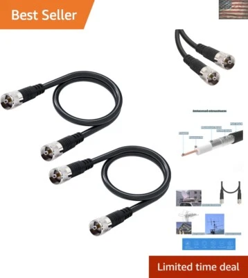 2ft RG8x Coax Cables with Nickel-Plated UHF Connectors - 2 Pack - Image 1 of 4