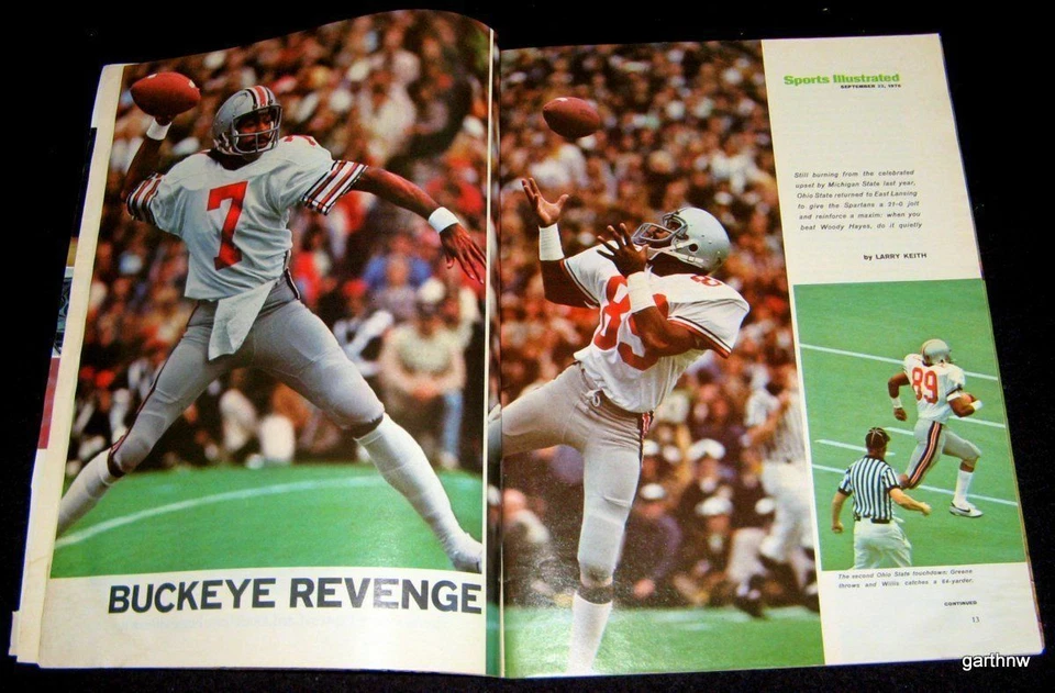 OHIO STATE BUCKEYES FOOTBALL 1975 VICTORIA PICTÓRICA SOBRE MICHIGAN SPARTANS Foto 1 de 1