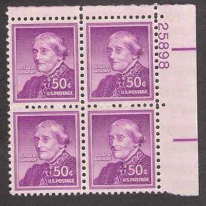 US. 1051. 50c. Susan Anthony, Liberty Issue. PB4 #25898 UR. MNH. 1958 - Picture 1 of 2
