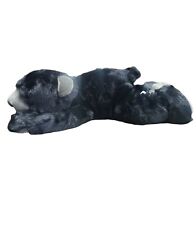 30" Plush Stuffed Realistic Black Bear With Grey Nose Ears & Paws Laying Down