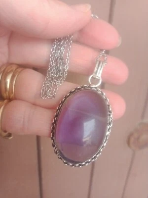 Collana pendente vera ametista con GARANZIA pietra naturale argento 925 NUOVA - Immagine 1 di 4