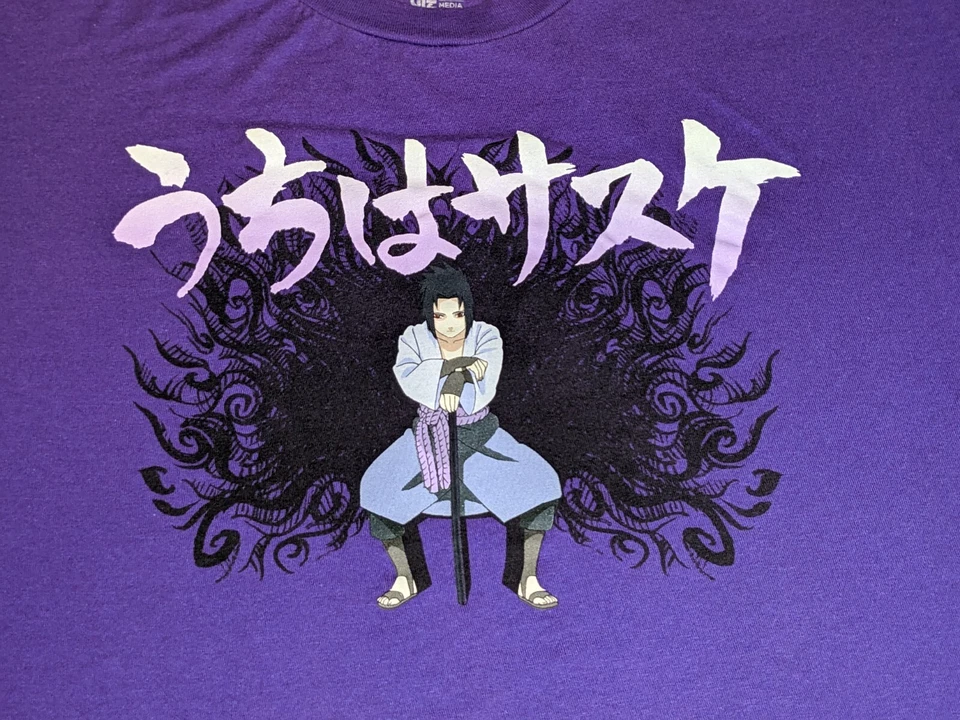 Camisa Naruto Shippuden Sasuke Kanji Battle Ready XL 2007 Manga Foto 1 de 4