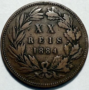 PORTUGAL - Luiz I - Bronze XX Reis - 1884 - Km-527 - FREE USA Shipping! - Picture 1 of 2