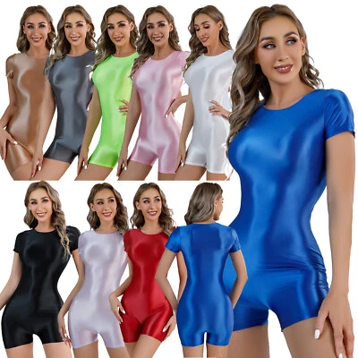 Freebily Damen Glossy Badeanzug Glänzend Sport Body Schwimmanzug Jumpsuit Party  - Bild 1 von 4