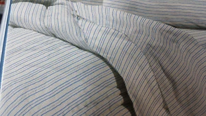 Blue Stripe POLYCOTTON PERCALE KING QUILT COVER DOONA DUVET SET +2 PILLOW CASES - Picture 1 of 5
