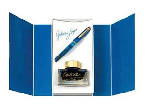 Pelikan Classic M200 Golden Lapis blue Fountain Pen M nib ink set - Picture 1 of 6