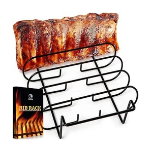 MOUNTAIN GRILLERS Rib Racks for Smoking, Gas Smoker, Charcoal Grill, Sturdy &... - Picture 1 of 9