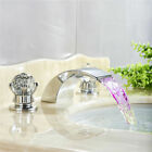 Widespread Led Basin Sink Faucet Waterfall Dual Handles Lavatory Mixer Tap