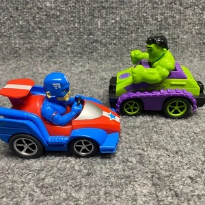 2 Marvel 2019 Jam'n Superhero Plastik Auto Lot Hulk & Captain America - Bild 1 von 18