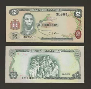 JAMAICA $2 Dollars 1960 (1970), P-55, Sign: Brown, Original UNC, Underrated. - Picture 1 of 1