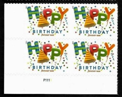 HAPPY BIRTHDAY FOREVER STAMP FOR CARDS INVITATIONS US 2021 SCOTT #5635 PL# BLOCK - Image 1 of 4