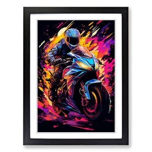Motorbike Digital Wall Art Print Framed Canvas Picture Poster Decor Living Room - Picture 1 of 8
