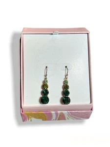R.H Macy & Co. Pierced Earring Set NIB  shades of green 4 gem drop - Picture 1 of 3