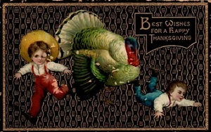 POSTKARTE THANKSGIVING KINDER LAUFEN AUS DER TÜRKEI - Bild 1 von 2