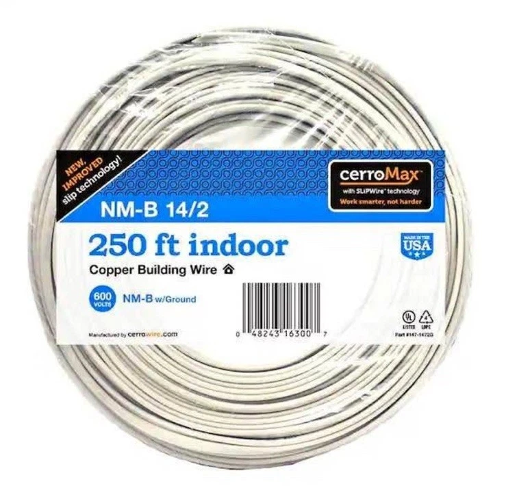 250 ft 14/2 Solid Southwire Romex Cerromax CU Type NM-B Wire Copper! - Image 1 of 1