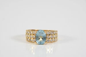 N93Z20 - Anillo oro 750 18kt diamantes juntos aprox. 0,60ct Topacio azul - Imagen 1 de 12