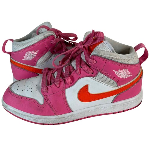 Nike Air Jordan 1 Mid rosa bianco sneakers ragazzo taglia 2 5 anni DX 3238 681