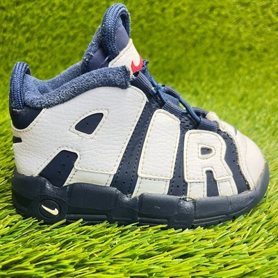 Nike Air More Uptempo Niño Pequeño Talla 7C Blanco Azul Atlético Zapatos para Caminar Tenis Foto 1 de 4