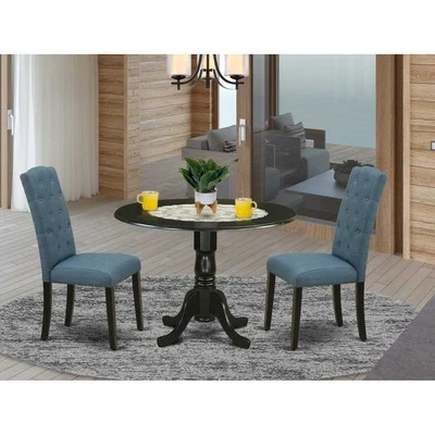 Juego de mesa de comedor East West Furniture DLCE3-BLK-21 3 piezas contiene un comedor redondo Foto 1 de 4